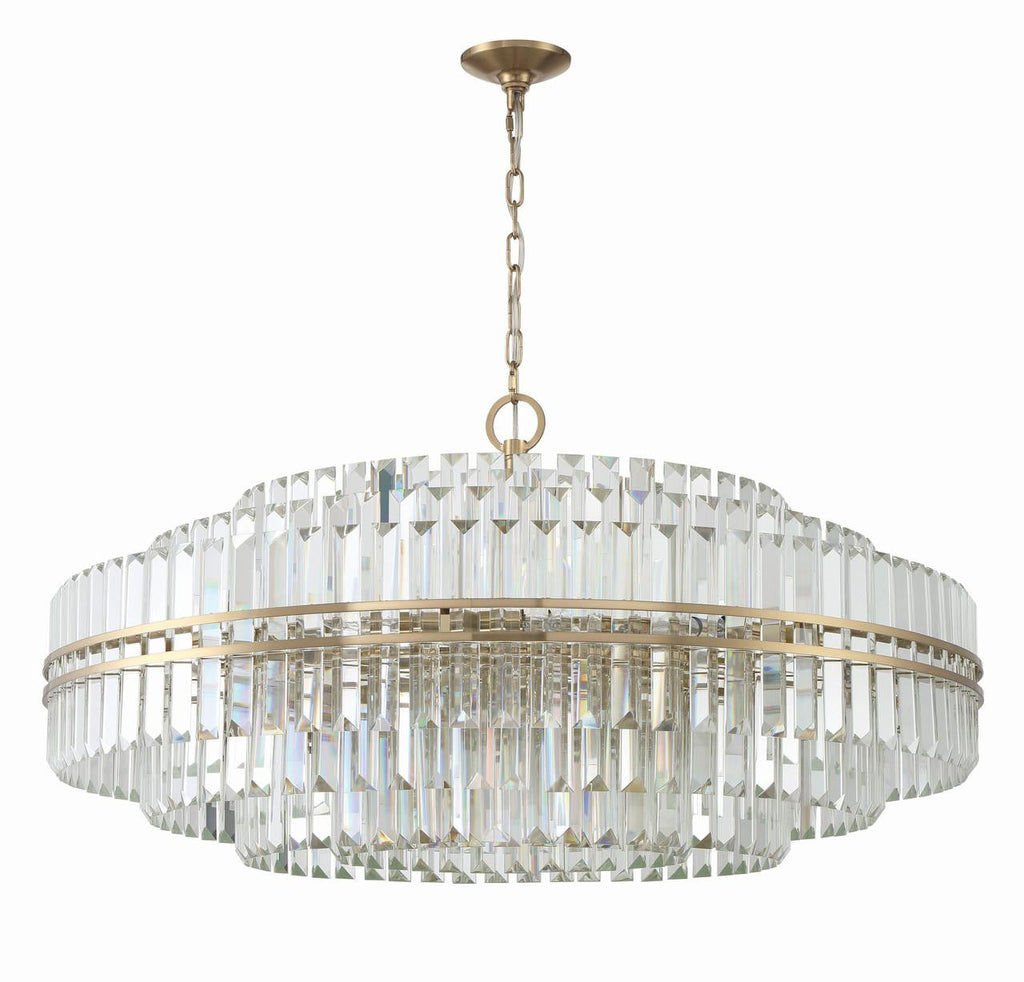 Aged Brass Crystal Tiered chandelier - Vesper Verge for dining room view 5
