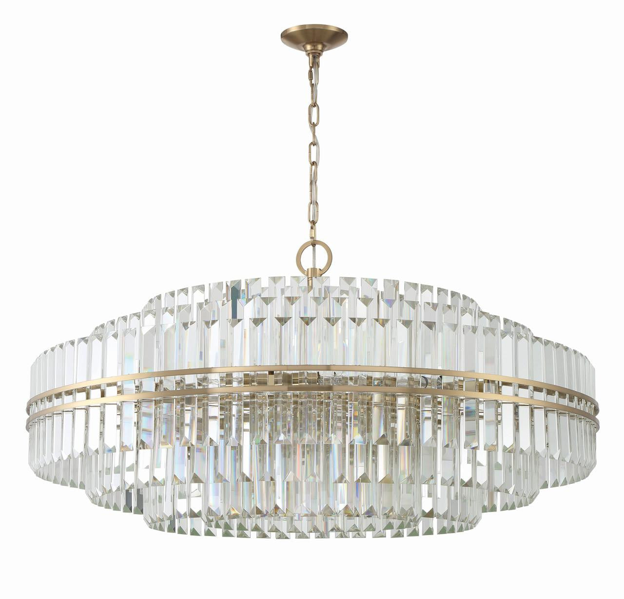 Aged Brass Crystal Tiered chandelier - Vesper Verge for dining room view 5