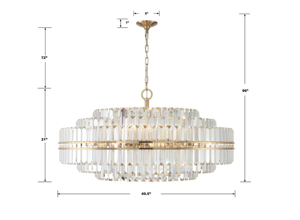 Aged Brass Crystal Tiered chandelier - Vesper Verge for dining room view 6