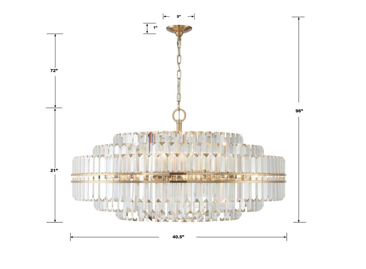 Aged Brass Crystal Tiered chandelier - Vesper Verge for dining room view 6