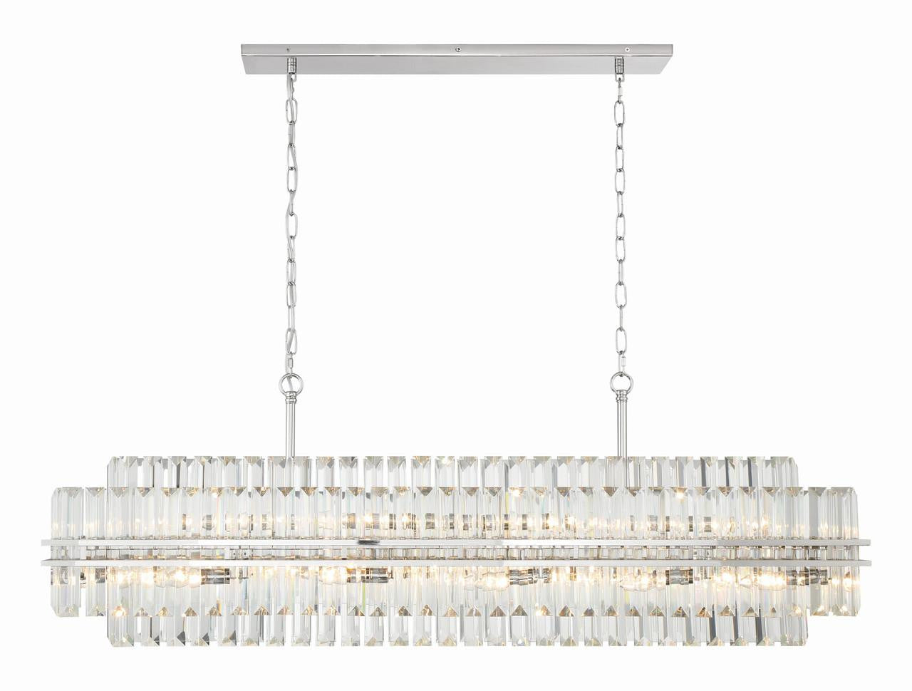 Polished Nickel Crystal Linear chandelier - Celeste Verge for dining room view 5