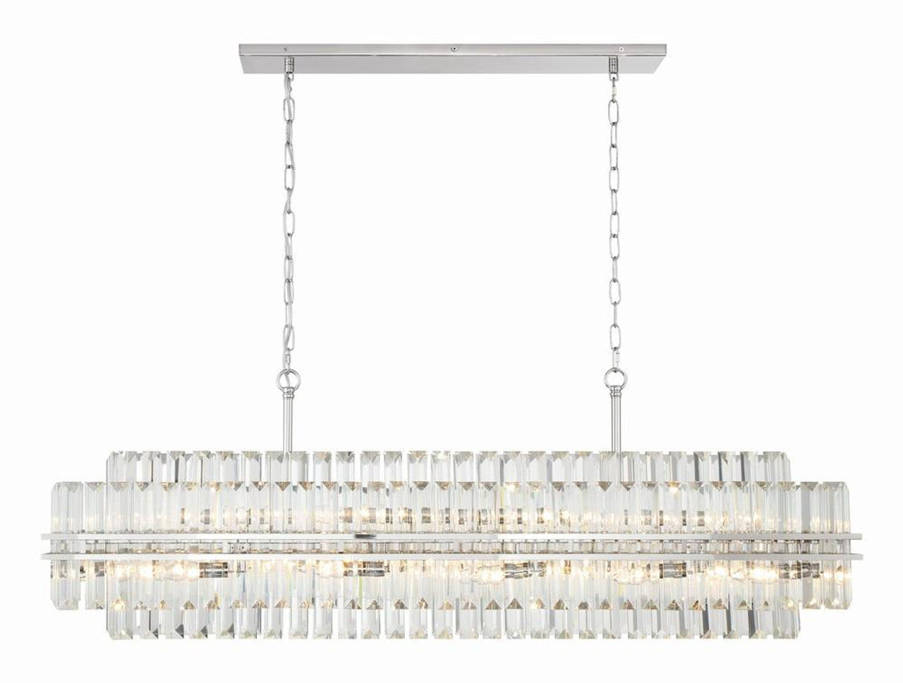 Polished Nickel Crystal Linear chandelier - Celeste Verge for dining room view 1