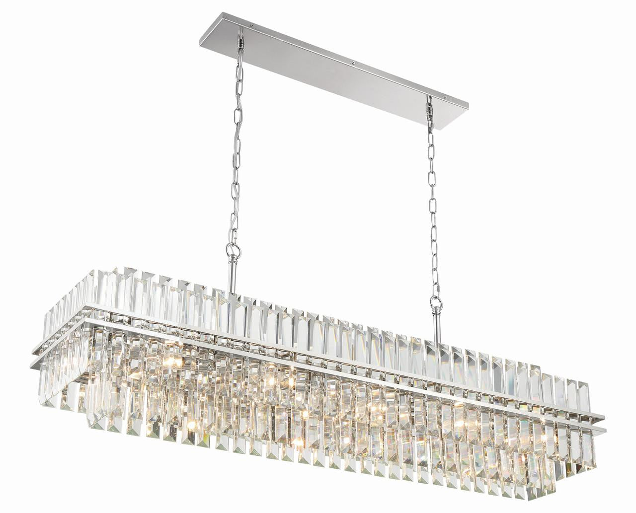 Polished Nickel Crystal Linear chandelier - Celeste Verge for dining room view 3
