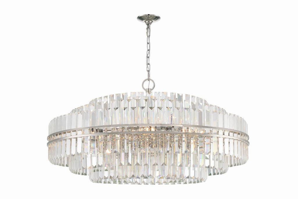 Polished Nickel Crystal Tiered chandelier - Della Trace for dining room view 4