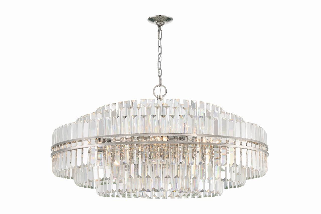 Polished Nickel Crystal Tiered chandelier - Della Trace for dining room view 4