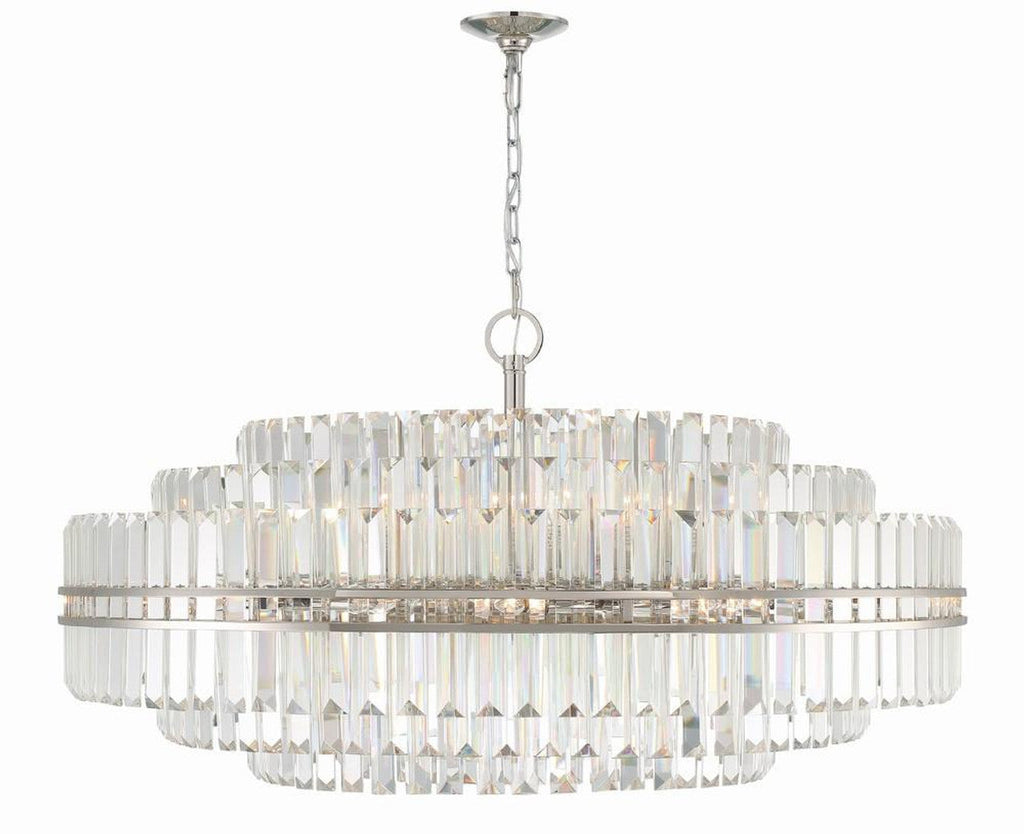 Polished Nickel Crystal Tiered chandelier - Della Trace for dining room view 1