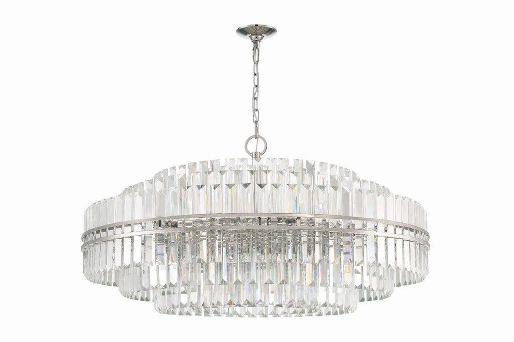 Polished Nickel Crystal Tiered chandelier - Della Trace for dining room view 5