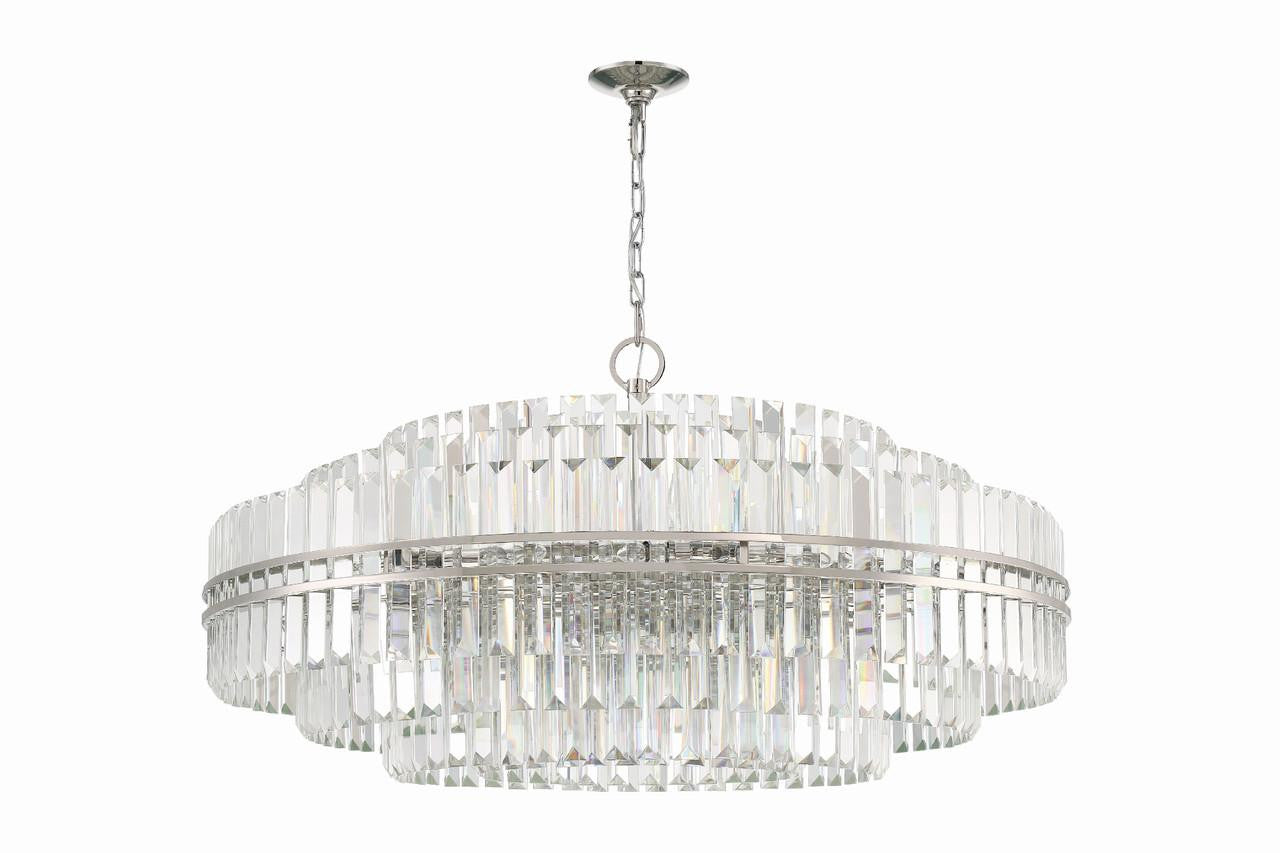 Polished Nickel Crystal Tiered chandelier - Della Trace for dining room view 5