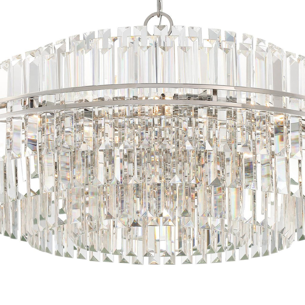 Polished Nickel Crystal Tiered chandelier - Della Trace for dining room view 3