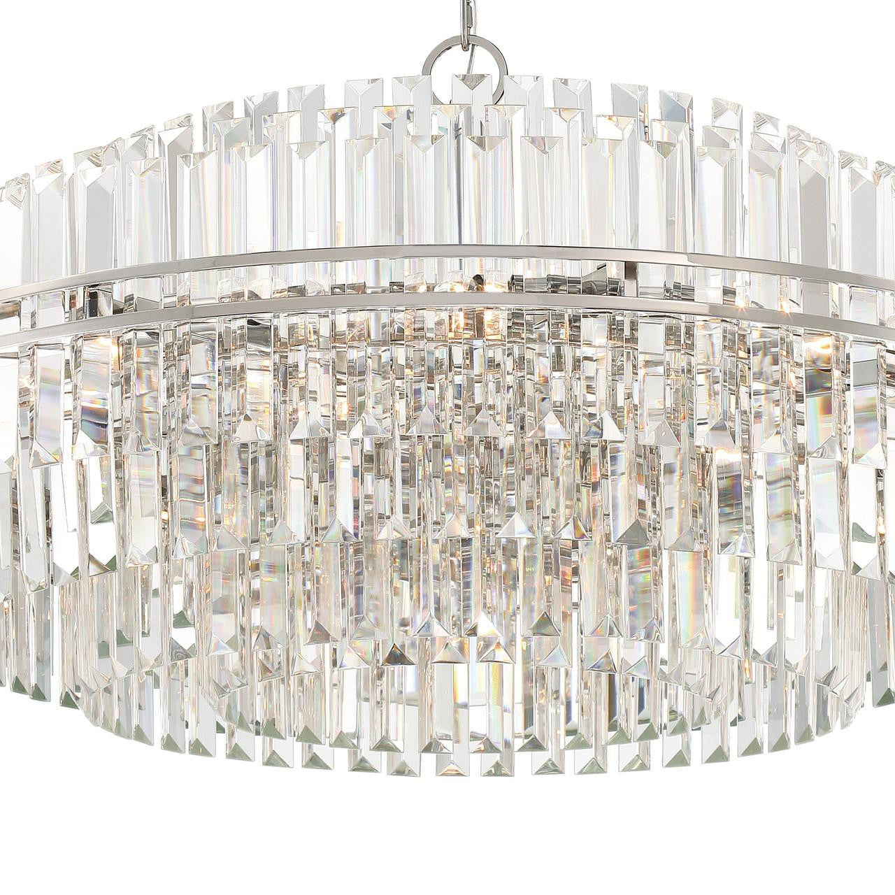 Polished Nickel Crystal Tiered chandelier - Della Trace for dining room view 3