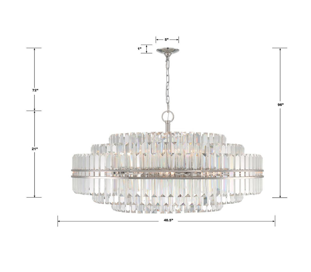 Polished Nickel Crystal Tiered chandelier - Della Trace for dining room view 7