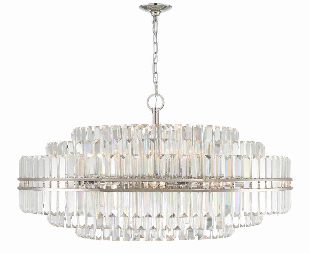 Polished Nickel Crystal Tiered chandelier - Della Trace for dining room view 6