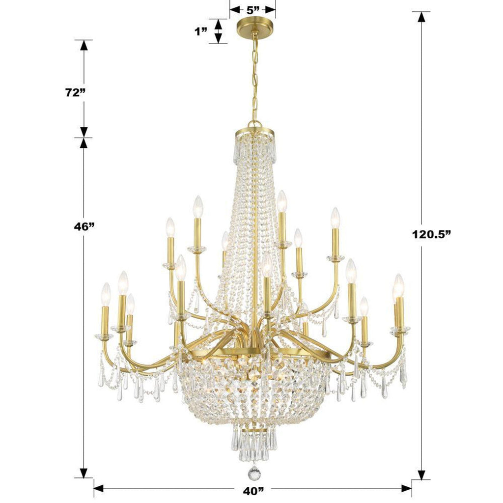 Aged Brass Crystal Candle chandelier - Jovie Nest for dining room view 3