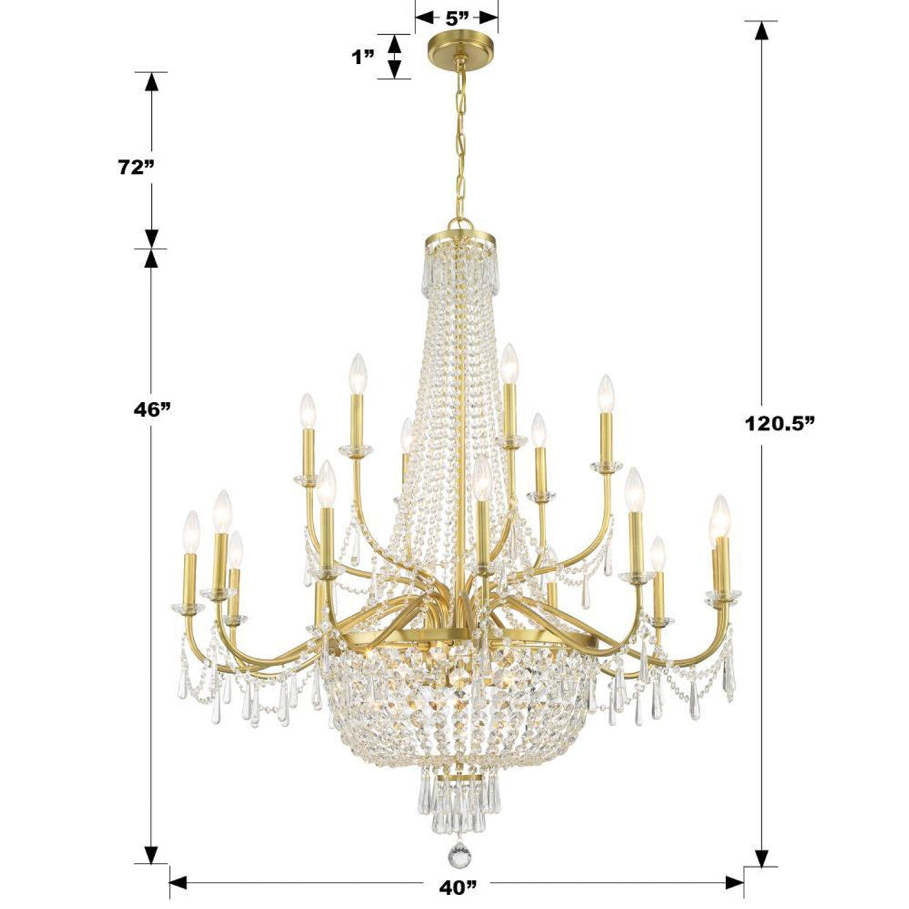 Aged Brass Crystal Candle chandelier - Jovie Nest for dining room view 3