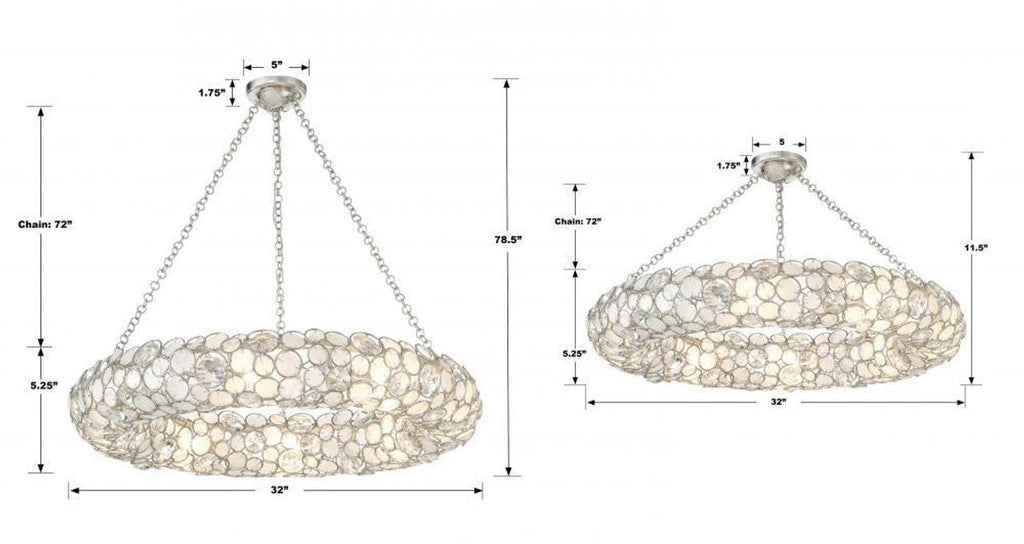 Clear Crystal Linear chandelier - Zelia Nest for dining room view 4