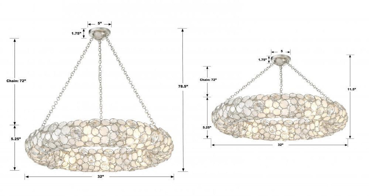 Clear Crystal Linear chandelier - Zelia Nest for dining room view 4