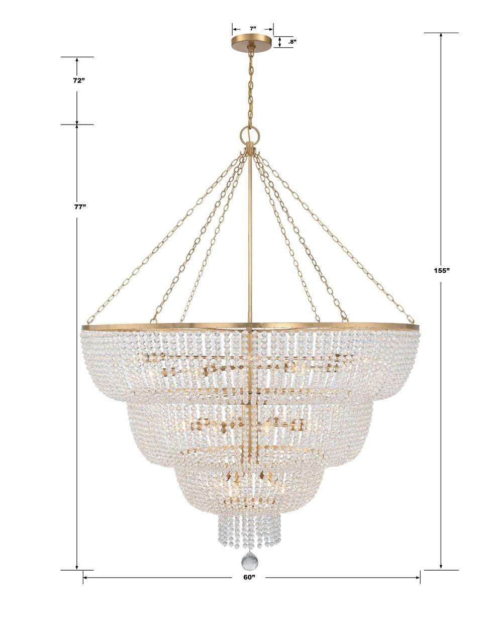 Gold Crystal chandelier - Iris Trace for dining room view 2