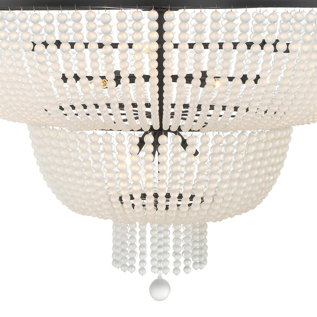 Matte Black Glass Candle chandelier - Arden Trace for dining room view 6