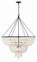 Matte Black Glass Candle chandelier - Arden Trace for dining room view 1