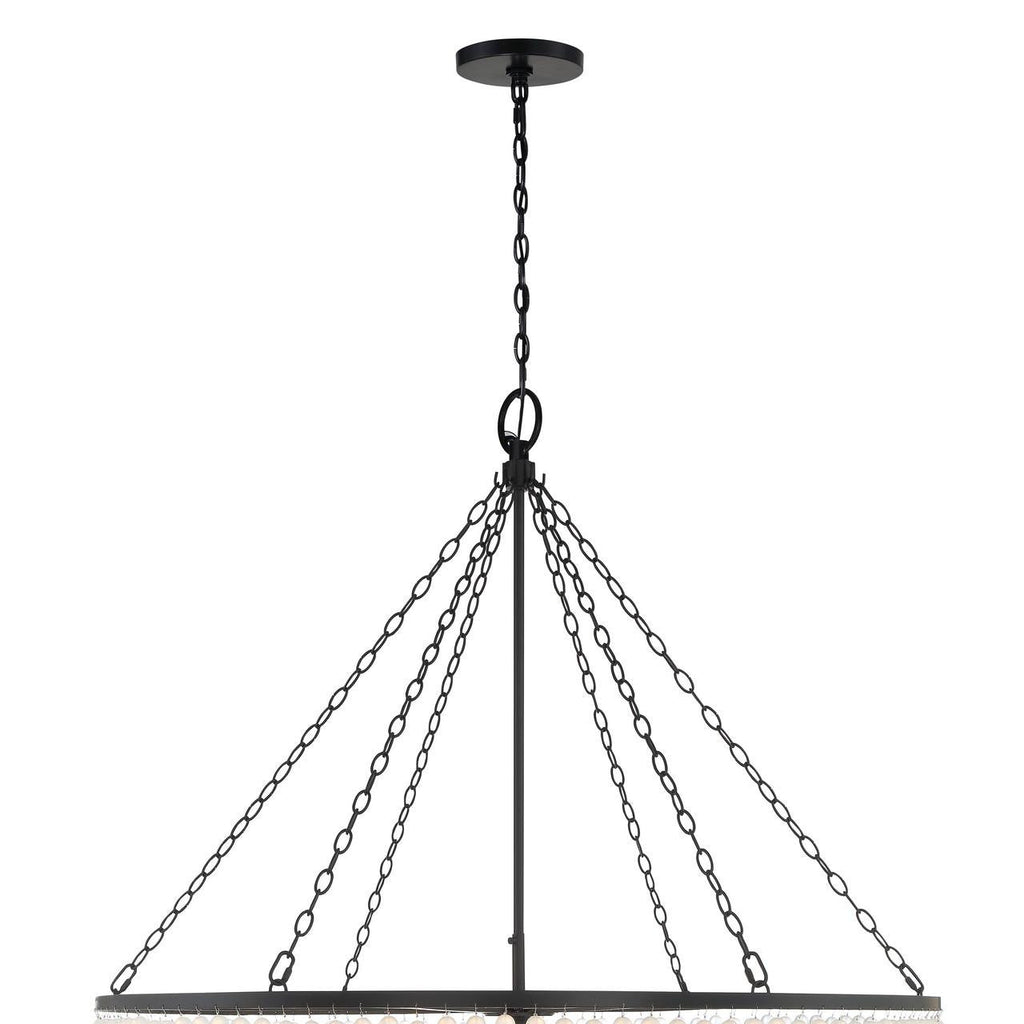 Matte Black Glass Candle chandelier - Arden Trace for dining room view 7