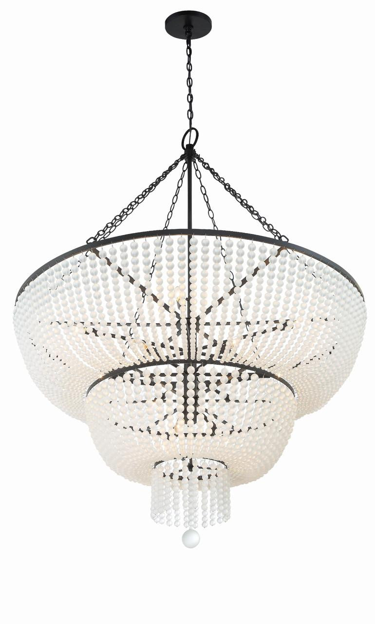 Matte Black Glass Candle chandelier - Arden Trace for dining room view 5