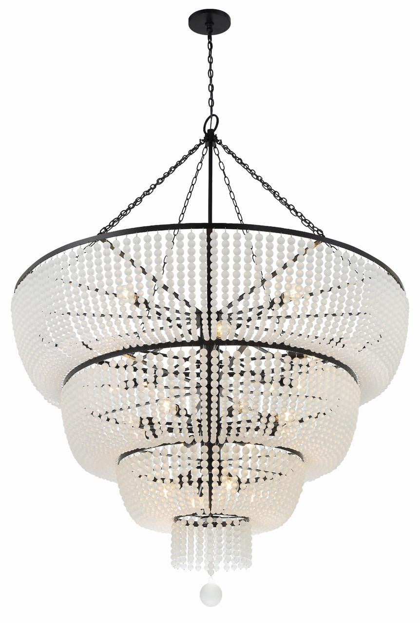 Matte Black Glass chandelier - Selene Trace for dining room view 5