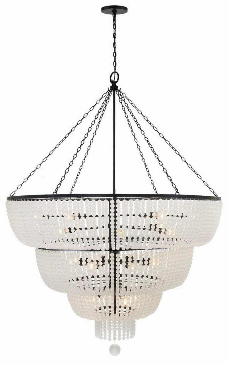 Matte Black Glass chandelier - Selene Trace for dining room view 1