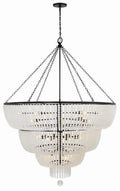 Matte Black Glass chandelier - Selene Trace for dining room view 1