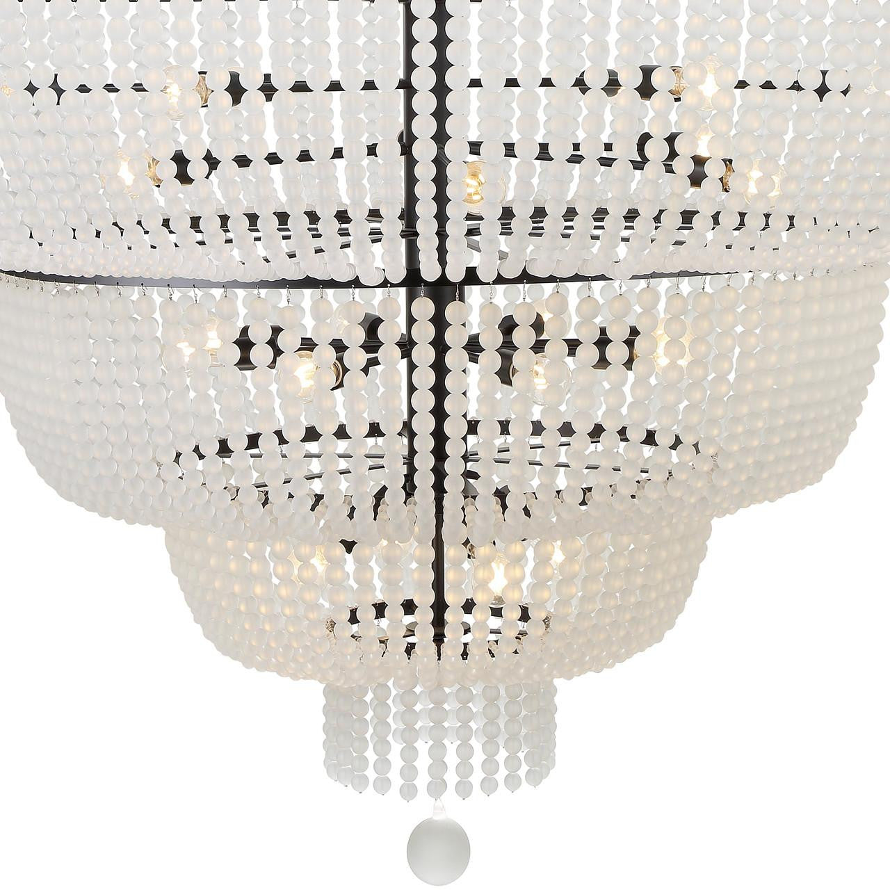 Matte Black Glass chandelier - Selene Trace for dining room view 6