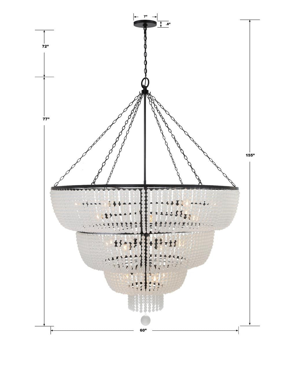 Matte Black Glass chandelier - Selene Trace for dining room view 8