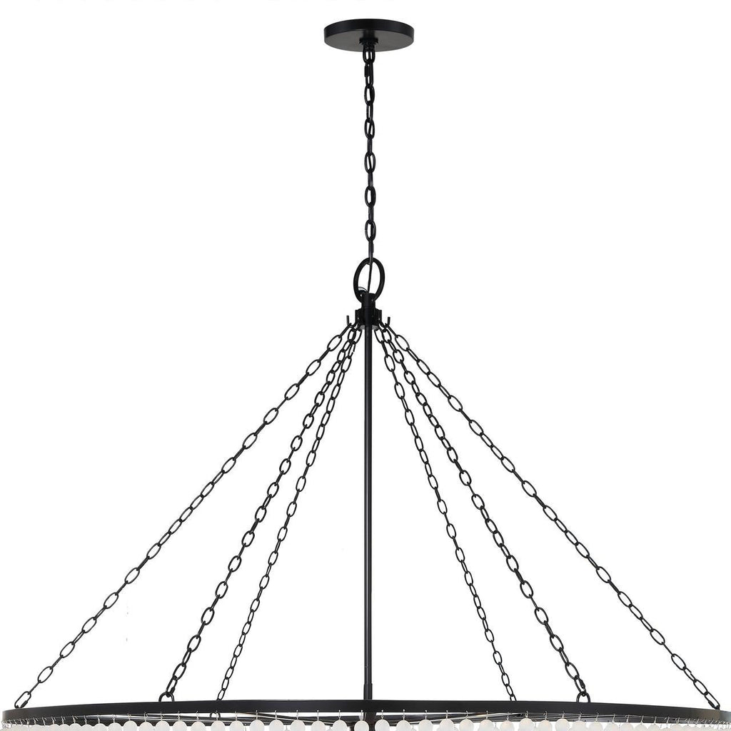 Matte Black Glass chandelier - Selene Trace for dining room view 7