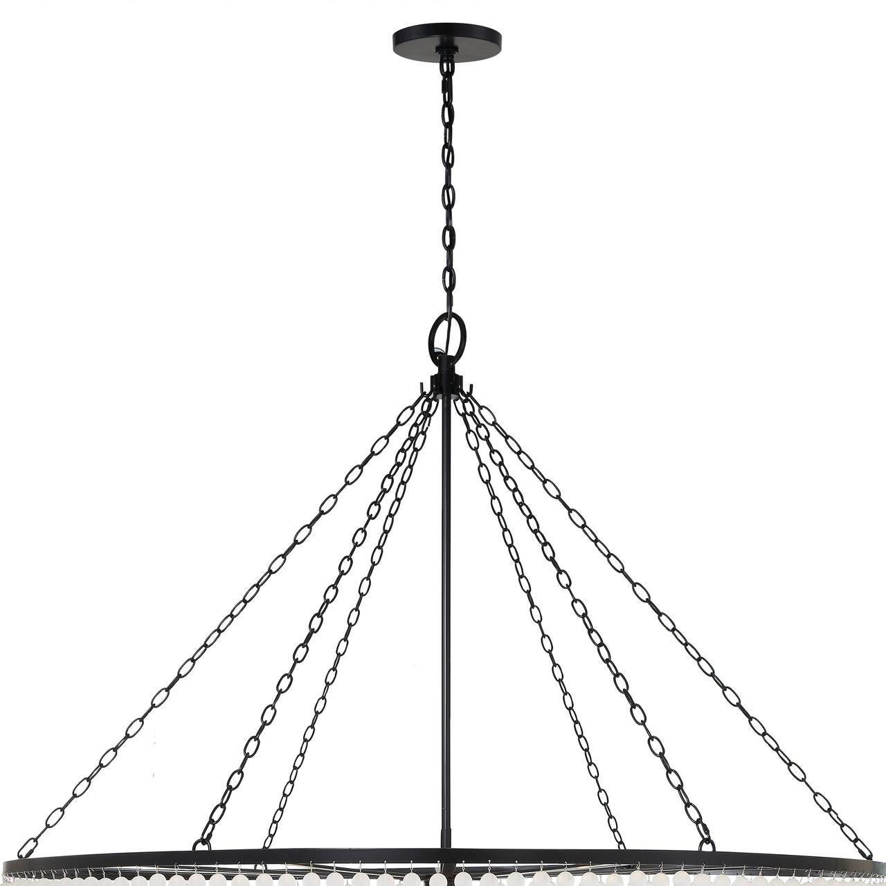 Matte Black Glass chandelier - Selene Trace for dining room view 7