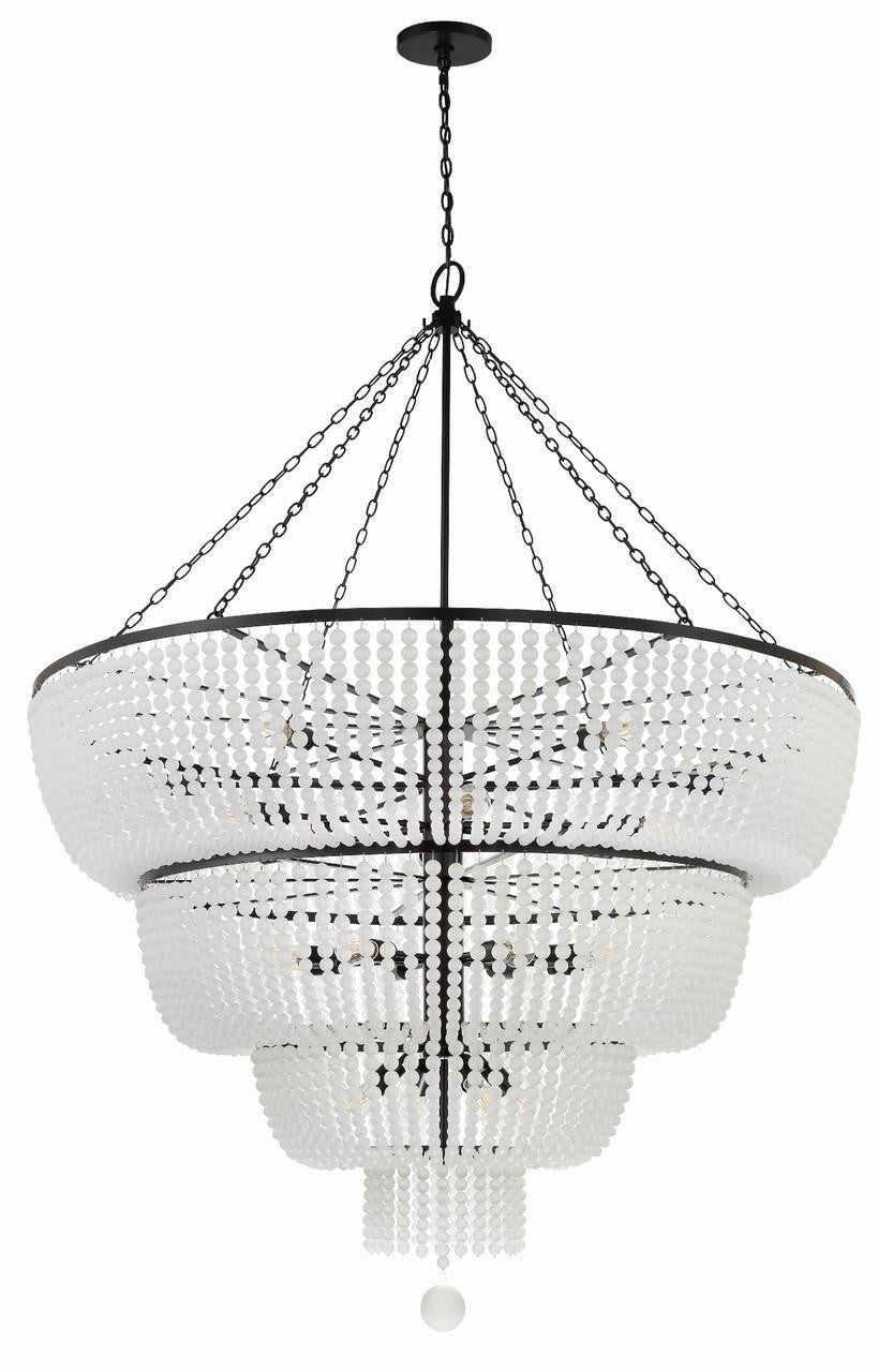Matte Black Glass chandelier - Selene Trace for dining room view 4