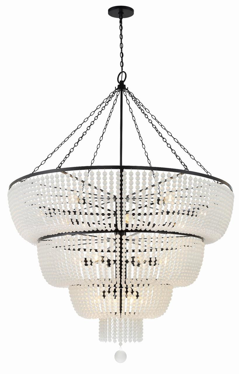 Matte Black Glass chandelier - Selene Trace for dining room view 3