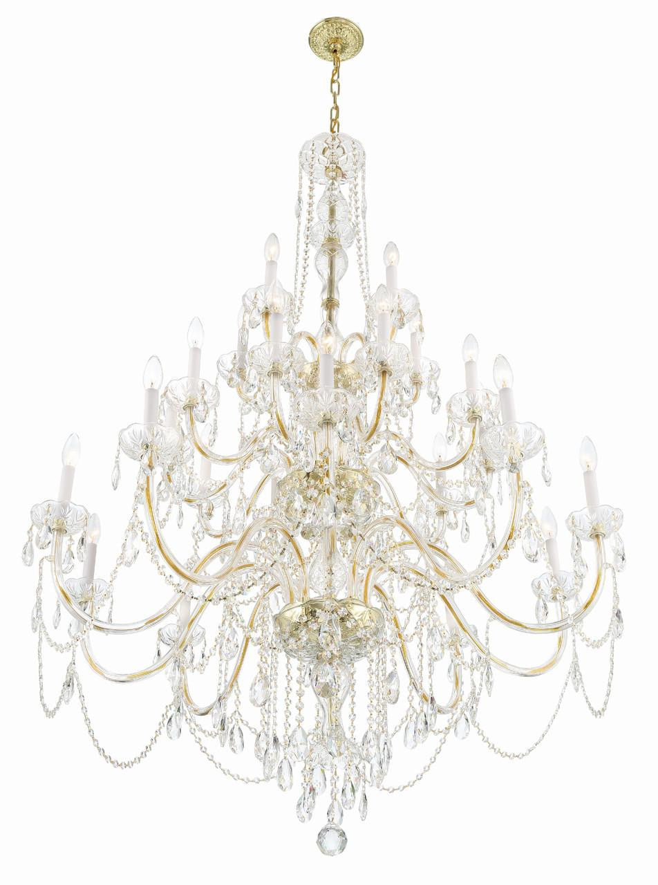 Brass Crystal Candle chandelier - Mira Trace for dining room view 3