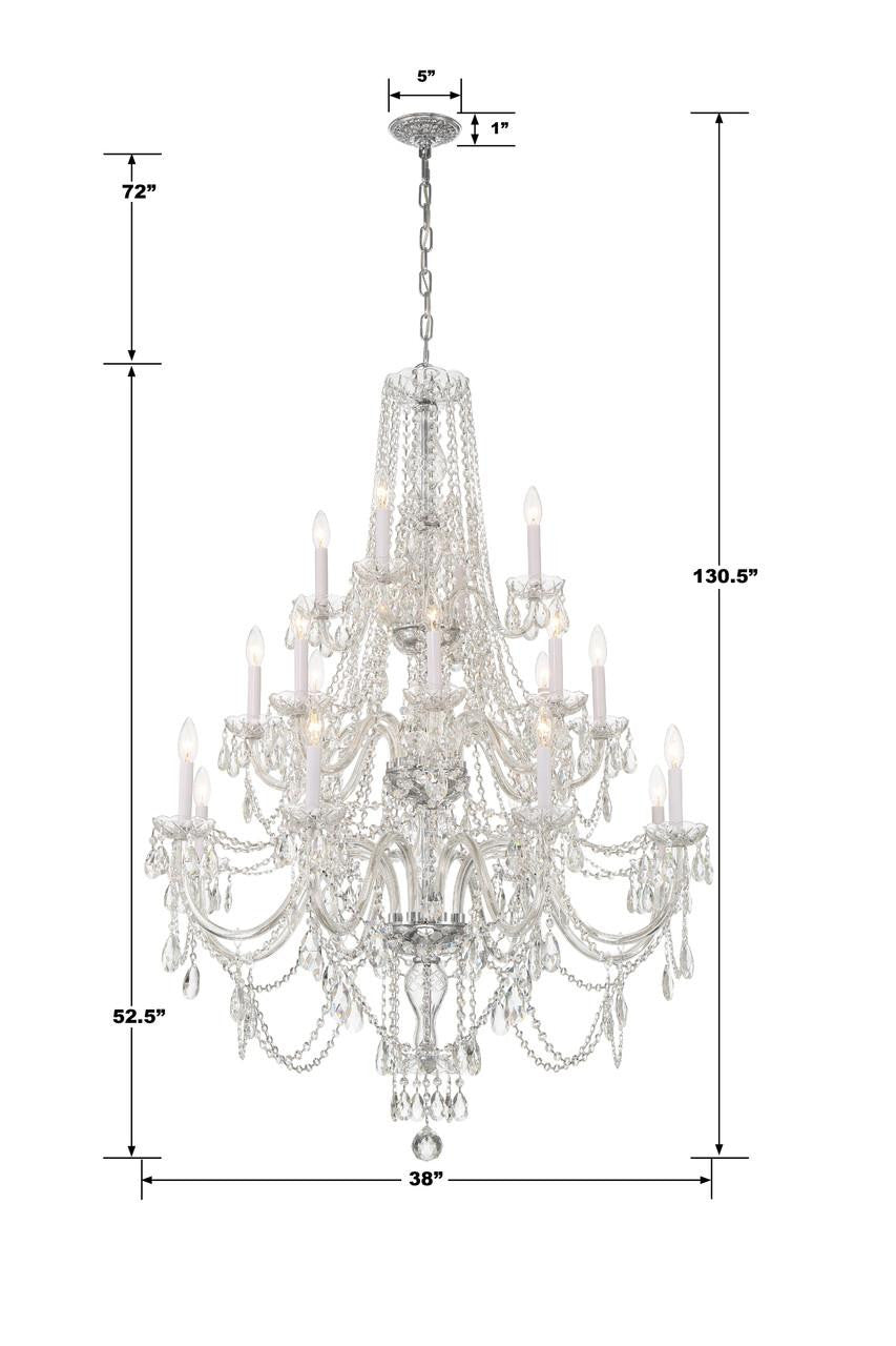 Chrome Crystal Candle chandelier - Kaia Trace for dining room view 2