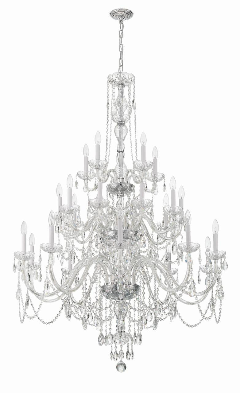 Chrome Crystal Candle chandelier - Lyra Trace for dining room view 4