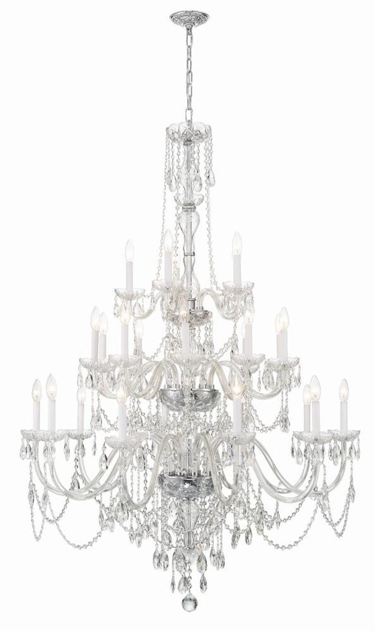 Chrome Crystal Candle chandelier - Lyra Trace for dining room view 1