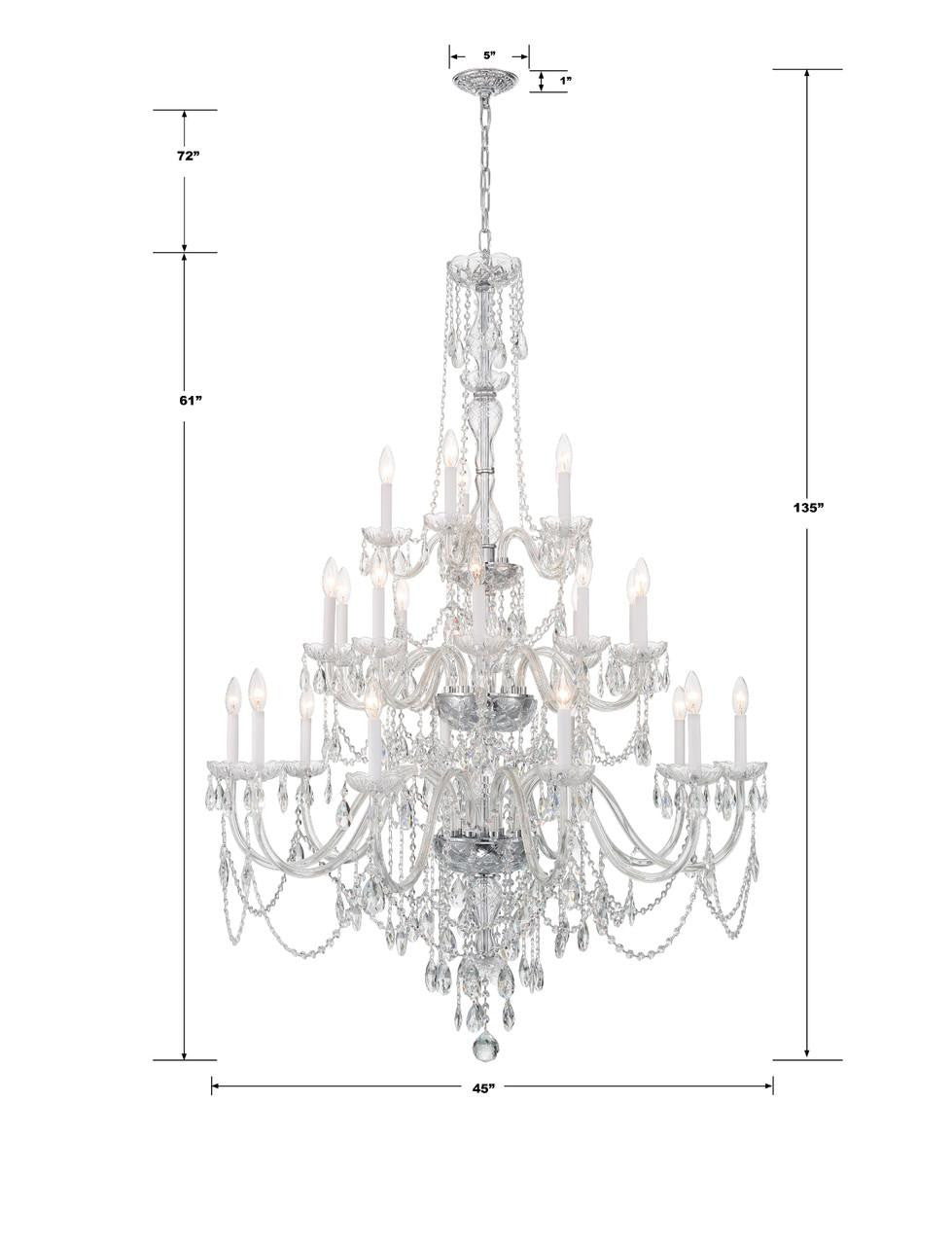 Chrome Crystal Candle chandelier - Lyra Trace for dining room view 2