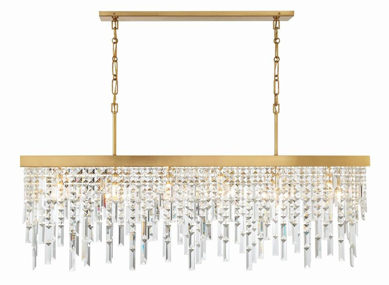 Gold Crystal Linear chandelier - Maris Verge for dining room view 1