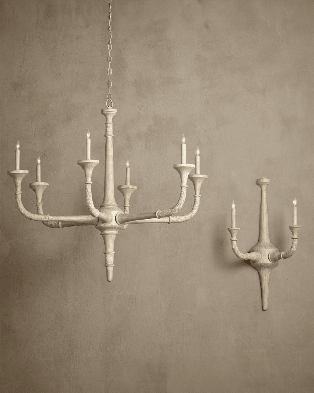 Sandstone Wood chandelier - Liora Nest for dining room view 6