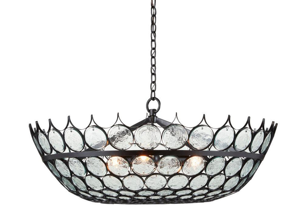 Black Glass chandelier - Seren Meadow for dining room view 3