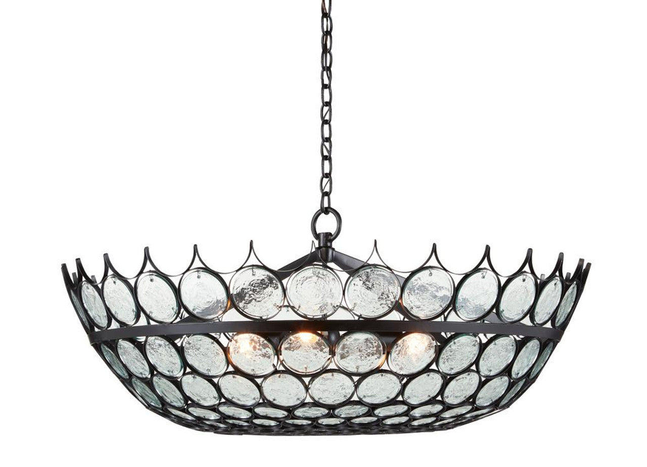 Black Glass chandelier - Seren Meadow for dining room view 3