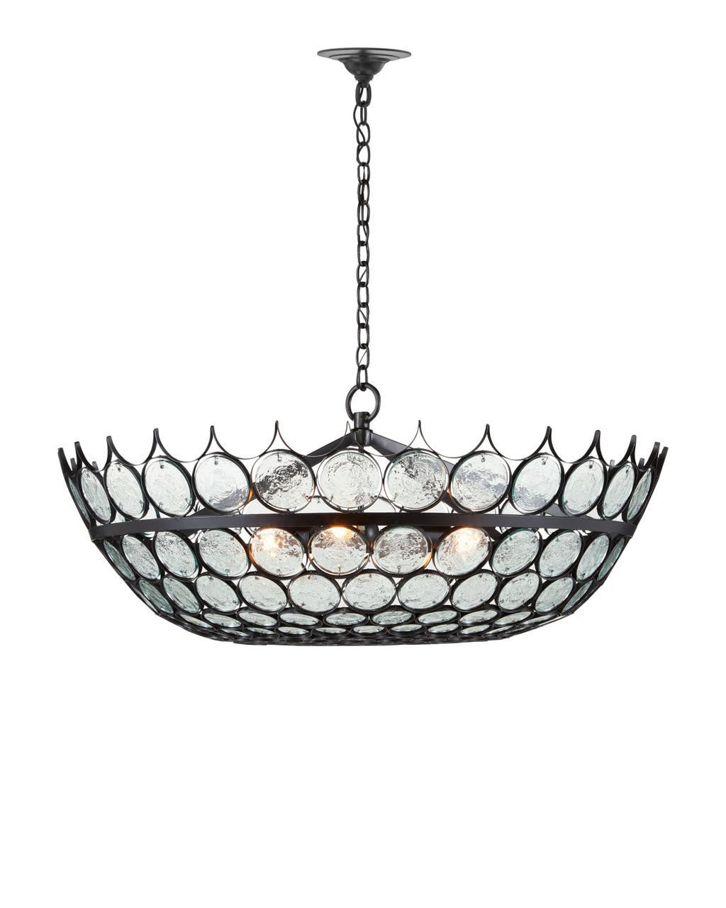 Black Glass chandelier - Seren Meadow for dining room view 1