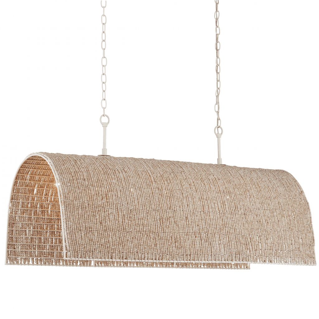 White Wood Round chandelier - Dahlia Verge for dining room view 1