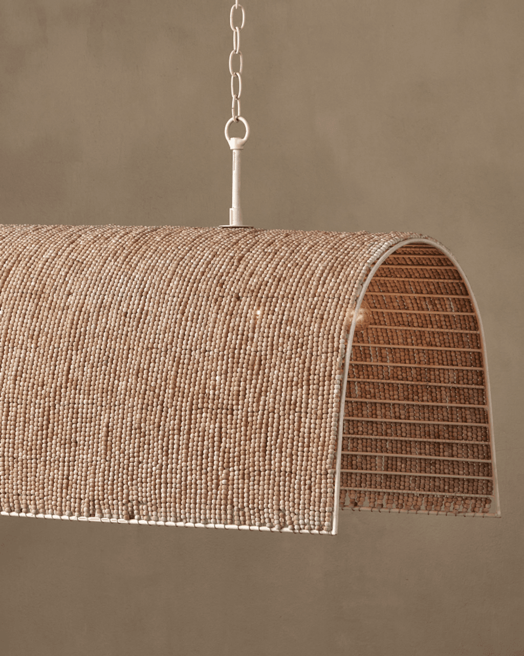 White Wood Round chandelier - Dahlia Verge for dining room view 2