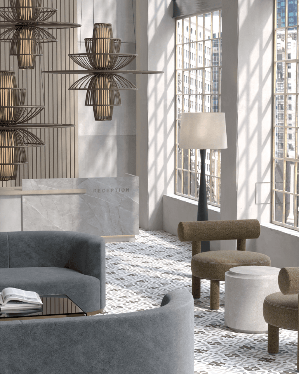 White Iron chandelier - Aster Trace for dining room view 2