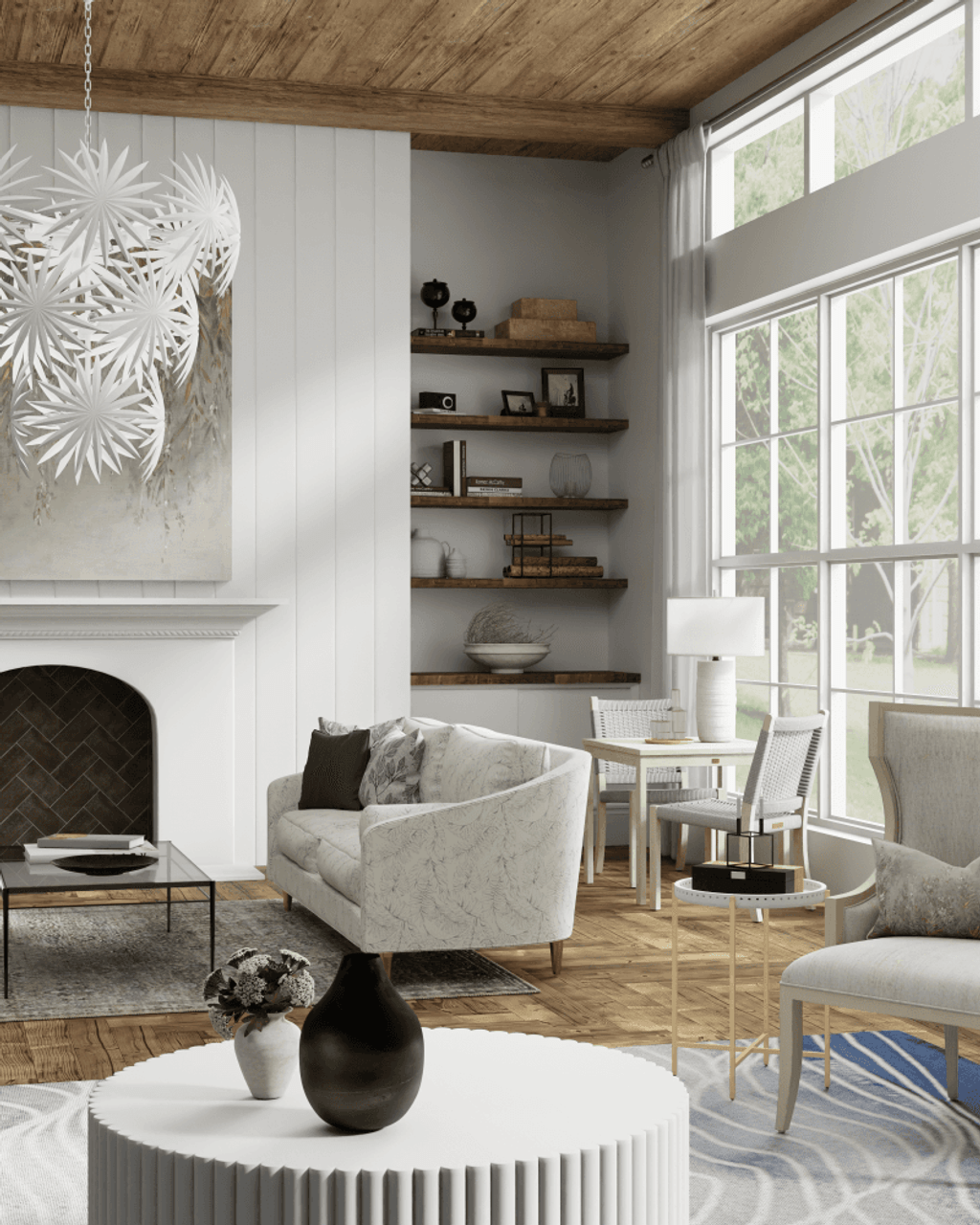 White Iron Round chandelier - Maren Verge for dining room view 2