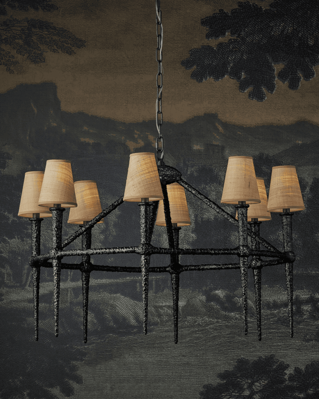 Bronze Metal chandelier - Ilona Dawn for dining room view 2