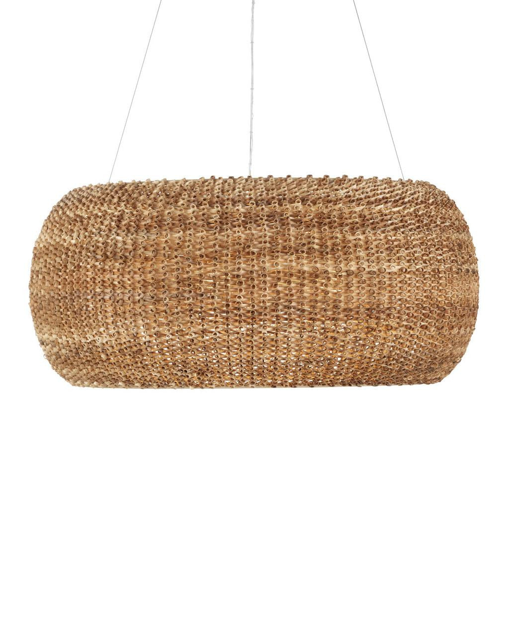 Natural Rattan Round chandelier - Paloma Dawn for dining room view 4